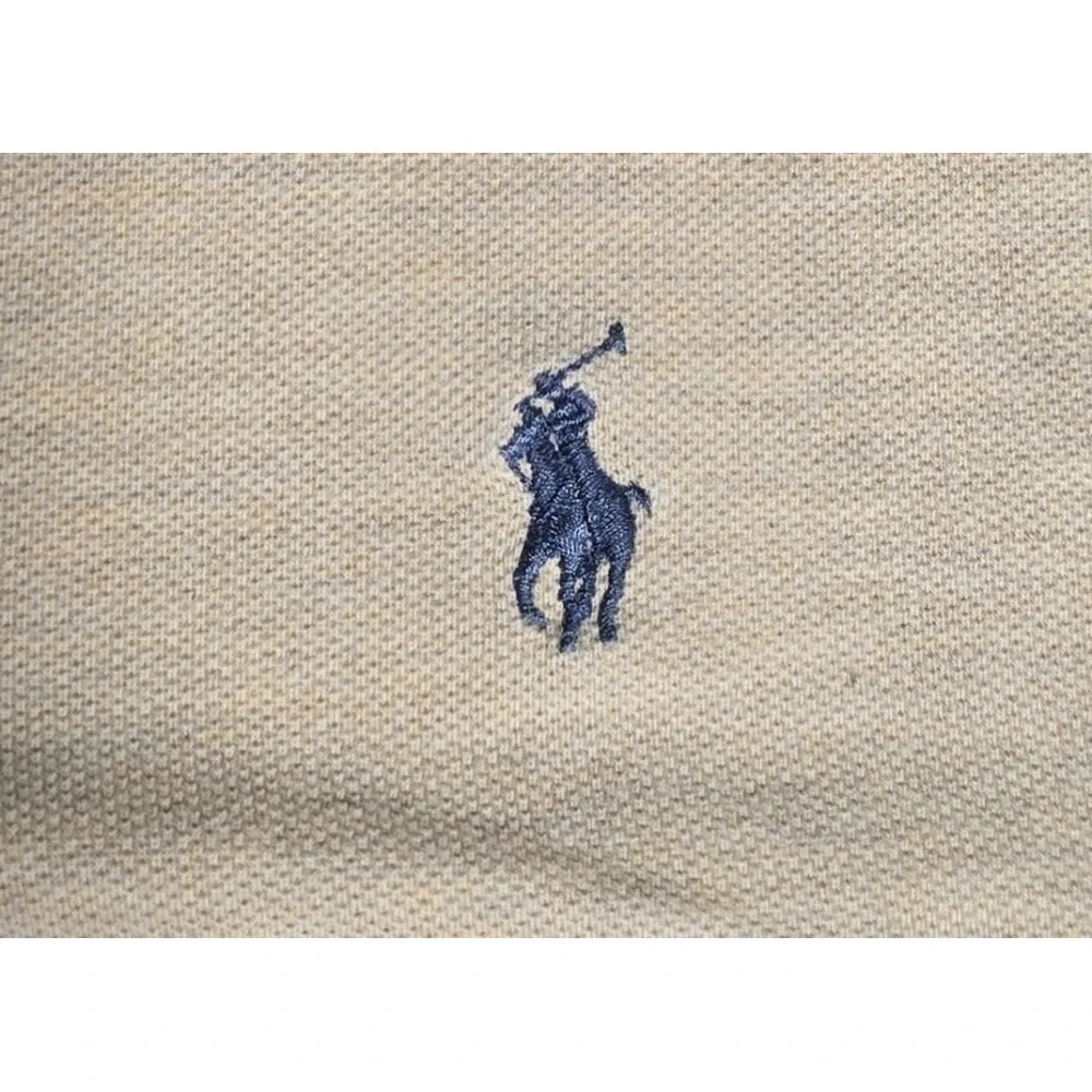 Polo Ralph Lauren Mens XL Long Sleeve Polo Shirt Tan Beige Cotton Pique Pony